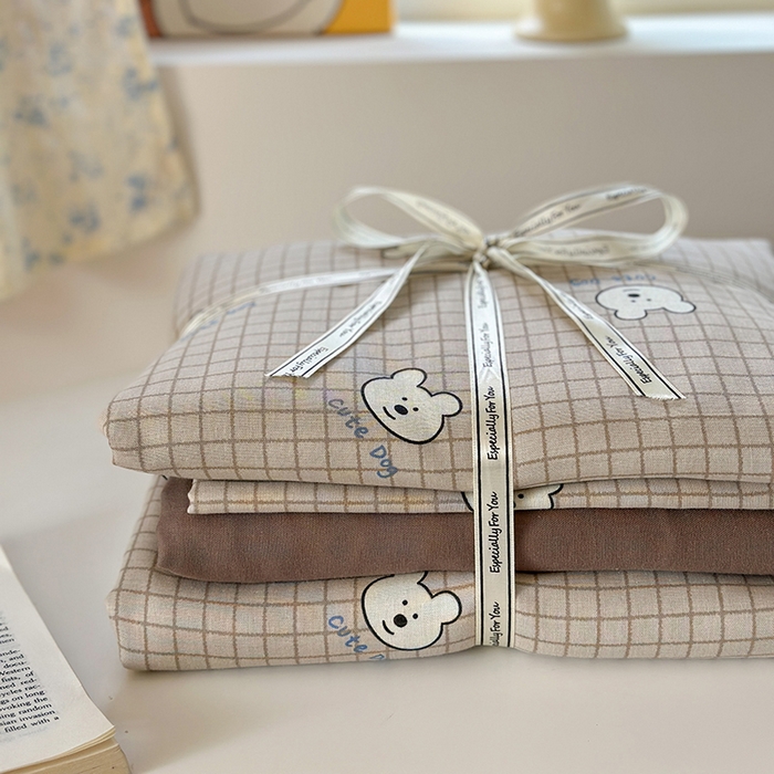 91家纺网 家纺一手货源 找家纺 2025新款全棉有氧双层纱四件套-卡通系列 汪汪格