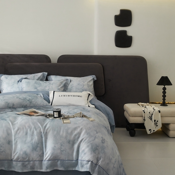 91家纺网 家纺一手货源 找家纺 金奇达2025新款【盛夏流年】-茧养莱赛尔四件套（标准号全网控价（折后券后）不低于258元） 墨尔本-星空蓝