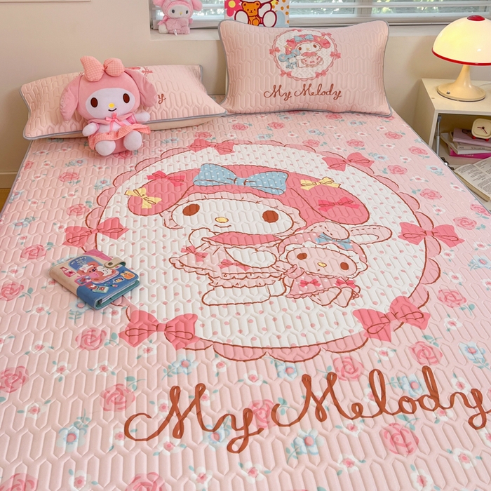 91家纺网 家纺一手货源 找家纺 金爱家 2025新款正版三丽鸥凉感乳胶凉席 花花美乐蒂