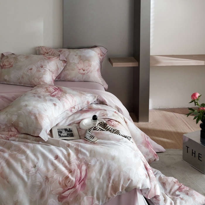 91家纺网 家纺一手货源 找家纺 金奇达2025新款【艺术花卉】-茧养莱赛尔四件套（标准号全网控价（折后券后）不低于228元） 丽娜