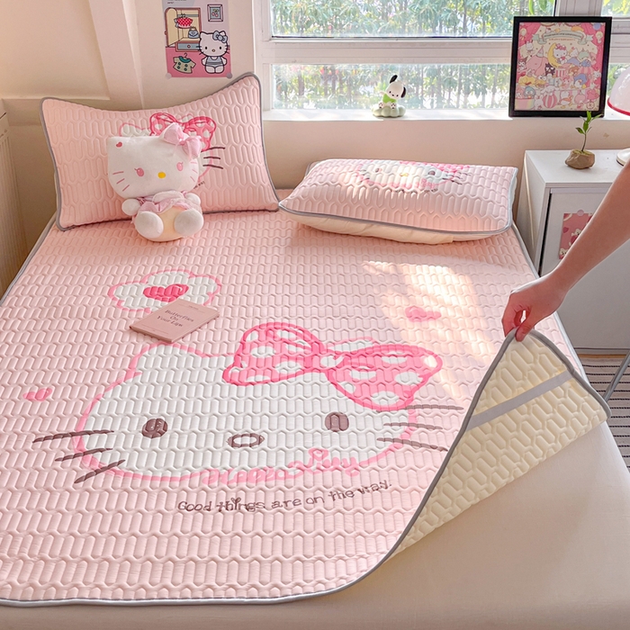 91家纺网 家纺一手货源 找家纺 金爱家 2025新款正版三丽鸥凉感乳胶凉席 粉梦kt