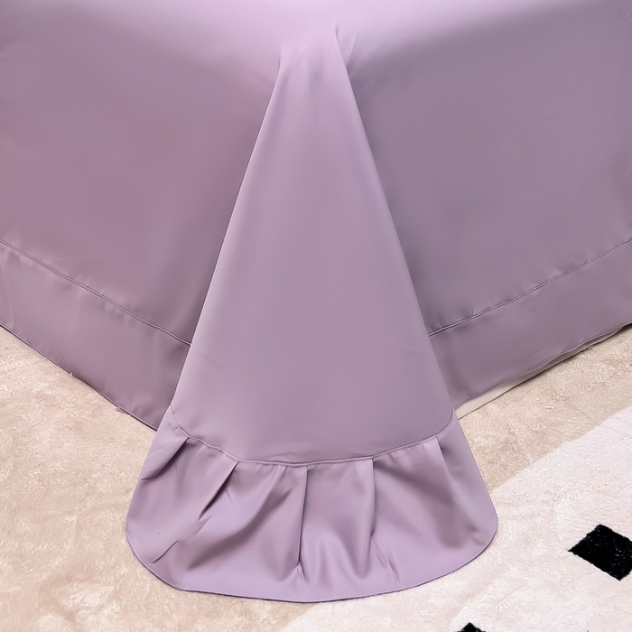 91家纺网 家纺一手货源 找家纺 曲之慕 2025新品四季款高端刺绣四件套简约可水洗轻奢纯色刺绣四件套 梦飞令优雅紫