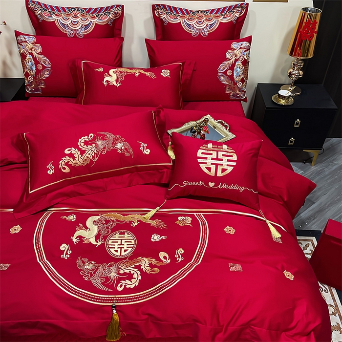 91家纺网 家纺一手货源 找家纺 甜咪咪婚庆 2025新款纯棉全棉面料刺绣结婚 婚庆 四件套 多件套  小红书推荐热款 锦绣