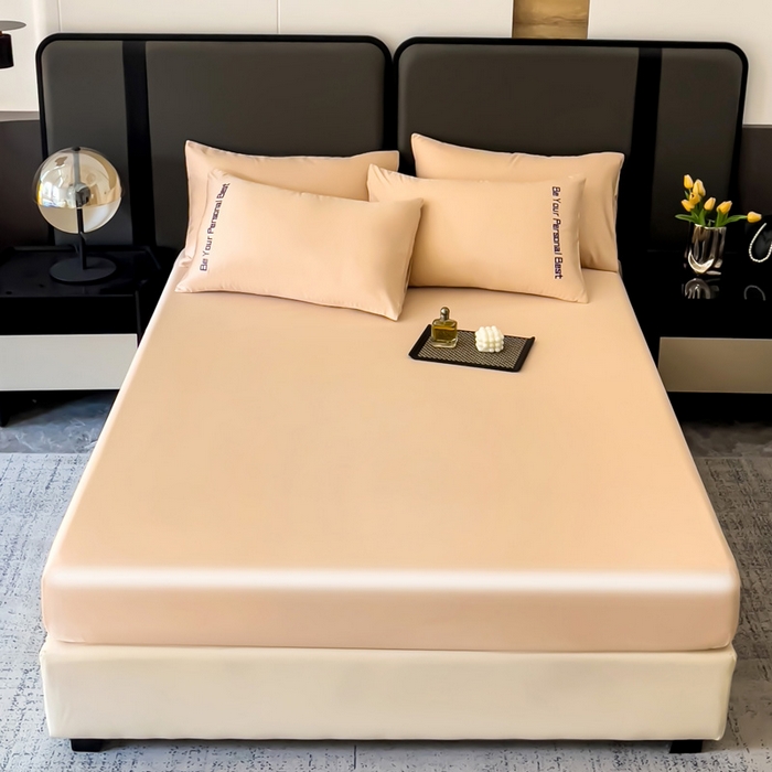 91家纺网 家纺一手货源 找家纺 纽缦家纺 2025新款纯色提花冰丝系列床笠单件-单床笠 麦穗黄