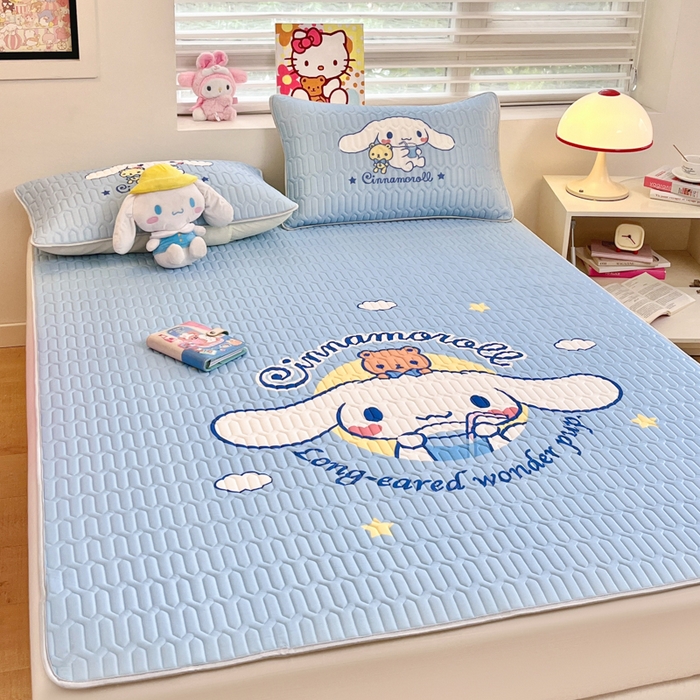 91家纺网 家纺一手货源 找家纺 金爱家 2025新款正版三丽鸥凉感乳胶凉席 汽水玉桂狗