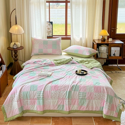 91家纺网 家纺一手货源 找家纺 （总）欢乐季  2025新款A类抗菌双层纱大豆夏凉被空调被夏被四件套