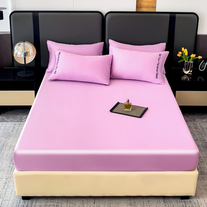 91家纺网 家纺一手货源 找家纺 纽缦家纺 2025新款纯色提花冰丝系列床笠单件-单床笠 梦幻紫