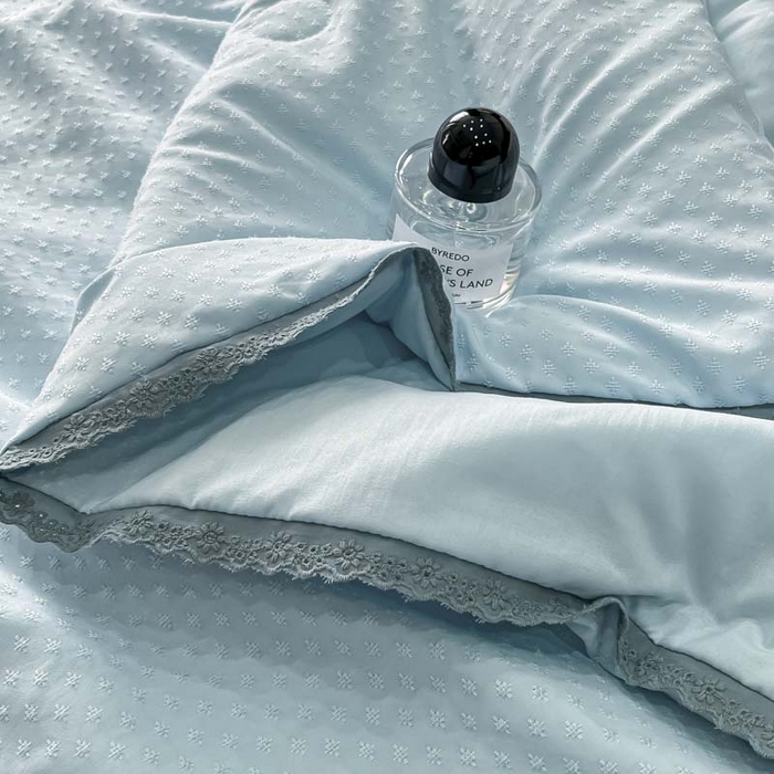 91家纺网 家纺一手货源 找家纺 鑫琪莱 2025新款提花花边大豆夏被夏凉被空调被 星海-蓝