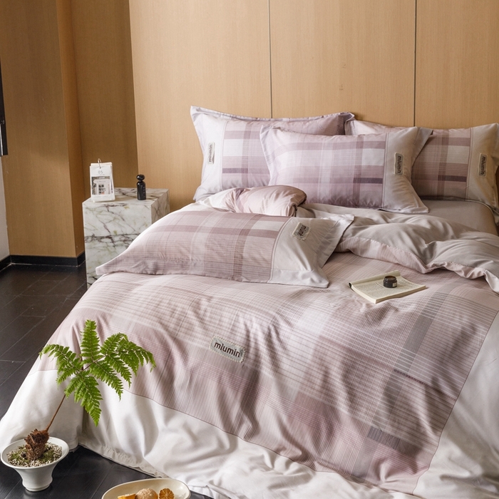 91家纺网 家纺一手货源 找家纺 金奇达2025新款【洛米奥】-轻氧水光天丝棉四件套（标准号全网控价（折后券后）不低于288元） 洛米奥-豆沙