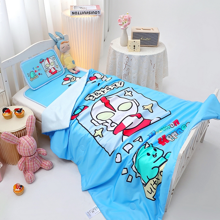 91家纺网 家纺一手货源 找家纺 八零年代 2025新品云柔牛奶丝儿童凉席套件凹凸曼