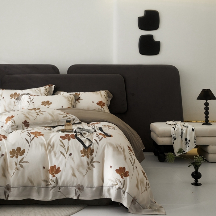 91家纺网 家纺一手货源 找家纺 金奇达2025新款【盛夏流年】-茧养莱赛尔四件套（标准号全网控价（折后券后）不低于258元） 幽兰寻香