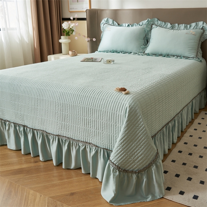 91家纺网 家纺一手货源 找家纺 恒爱家纺  2025新款莫代尔柔情似水多功能夏被床盖四件套			 			 浅灰蓝