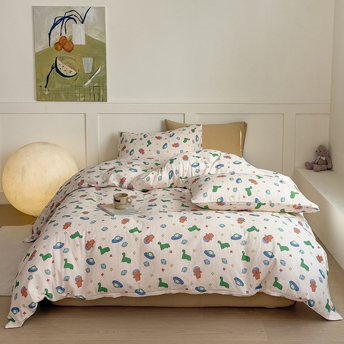 91家纺网 家纺一手货源 找家纺 （总）窝米  2025新品全棉A类双层纱卡通风系列四件套