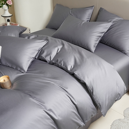 91家纺网 家纺一手货源 找家纺 （总）闲鱼家纺 2025新款亲肤舒适60S黑标A类全棉纯色四件套单被套单床笠-风格一