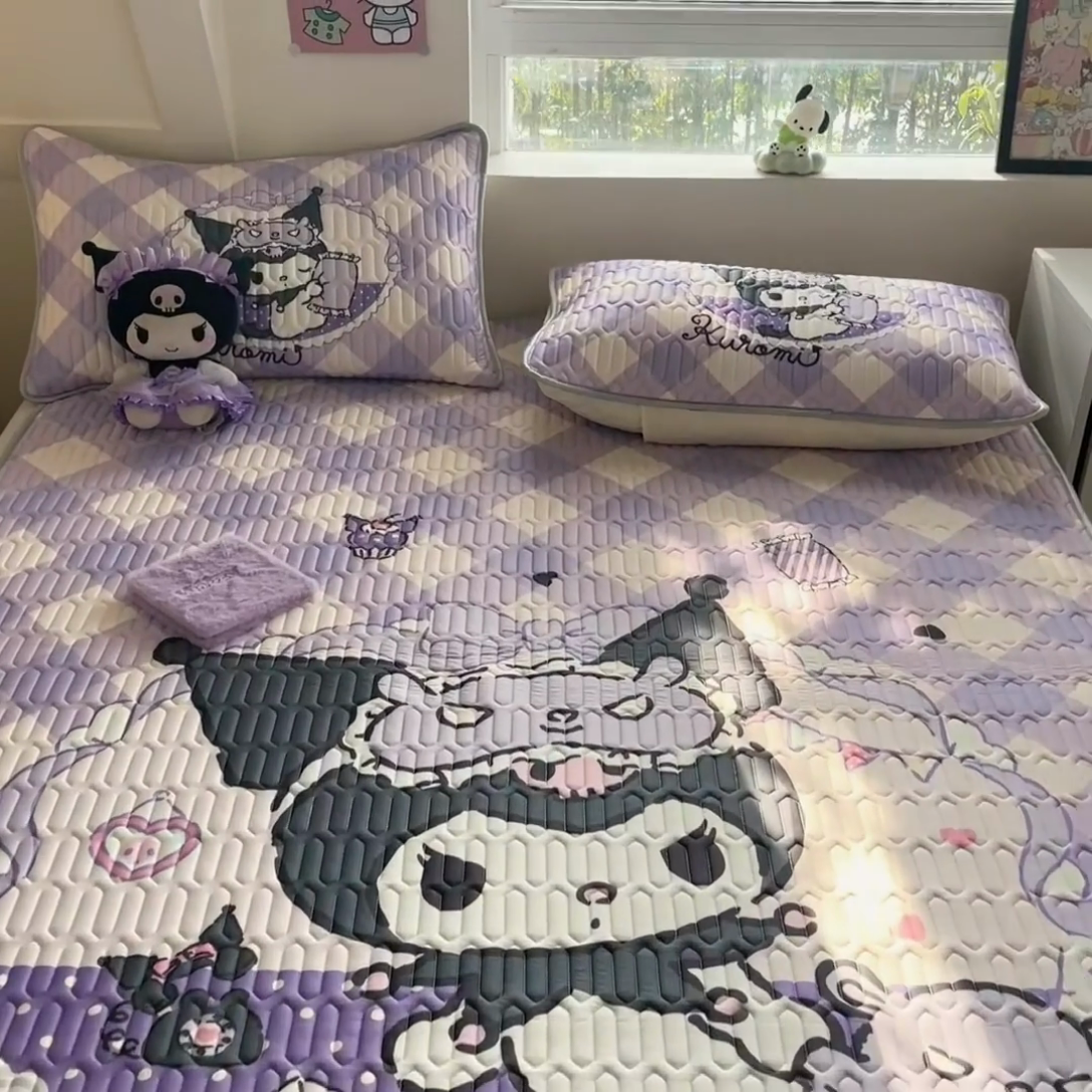 91家纺网 家纺一手货源 找家纺 金爱家 2025新款正版三丽鸥凉感乳胶凉席 花花美乐蒂