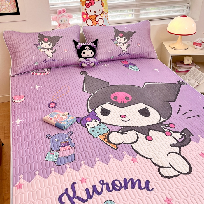 91家纺网 家纺一手货源 找家纺 金爱家 2025新款正版三丽鸥凉感乳胶凉席 冰淇淋库洛米