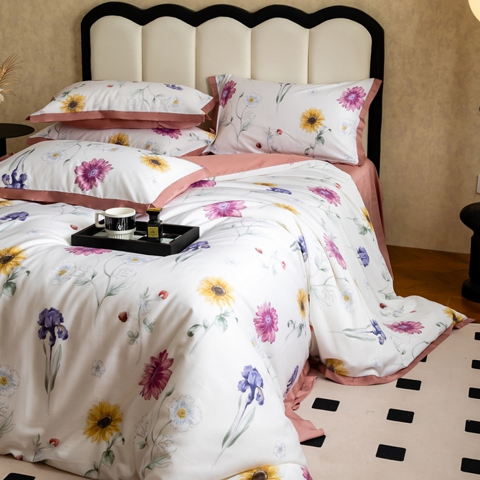 91家纺网 家纺一手货源 找家纺 金奇达2025新款【曼妙庄园】-轻氧水光天丝棉四件套（标准号全网控价（折后券后）不低于268） 知夏粉