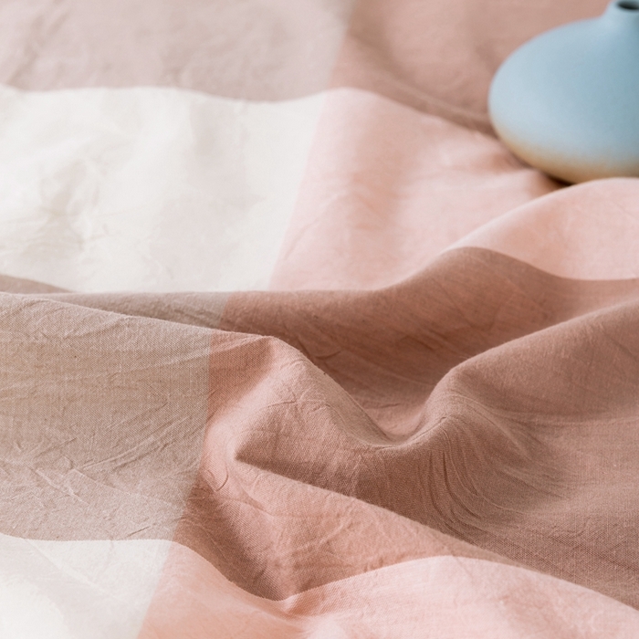 91家纺网 家纺一手货源 找家纺 玖弘家居 2025新款水洗棉单被套 蜜粉大格