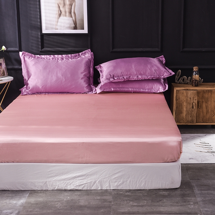 91家纺网 家纺一手货源 找家纺 经年 2025年特价款丝绸水洗冰丝四件套-单床笠 直播爆款 豆沙玉色