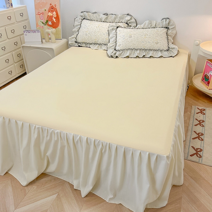 91家纺网 家纺一手货源 找家纺 眠帛家居 2025新款A类皱皱纱蕾丝花边四件套 温馨