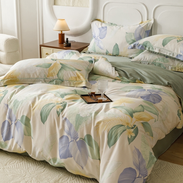 91家纺网 家纺一手货源 找家纺 金奇达2025新款【休闲午后】-轻氧水光莱赛尔四件套（标准号全网控价（折后券后）不低于258） 花悦吟兰