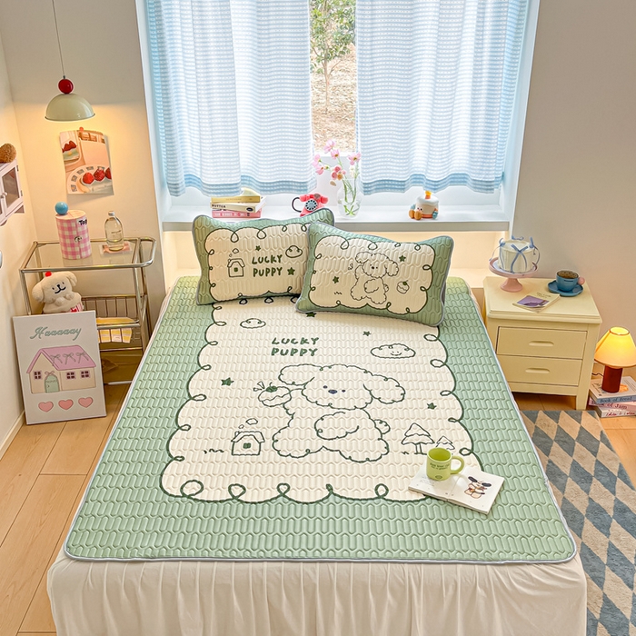 91家纺网 家纺一手货源 找家纺 川悦生活 2025新款大阪凉感丝凉席 小屋奶狗