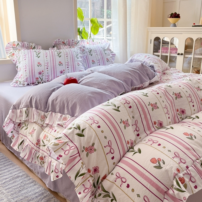 91家纺网 家纺一手货源 找家纺 雨帆家纺2025新款水洗棉印花四件套 繁华似锦