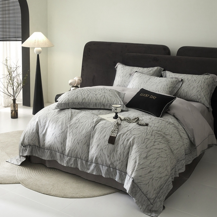 91家纺网 家纺一手货源 找家纺 金奇达2025新款【盛夏流年】-茧养莱赛尔四件套（标准号全网控价（折后券后）不低于258元） 梵高-洛根灰