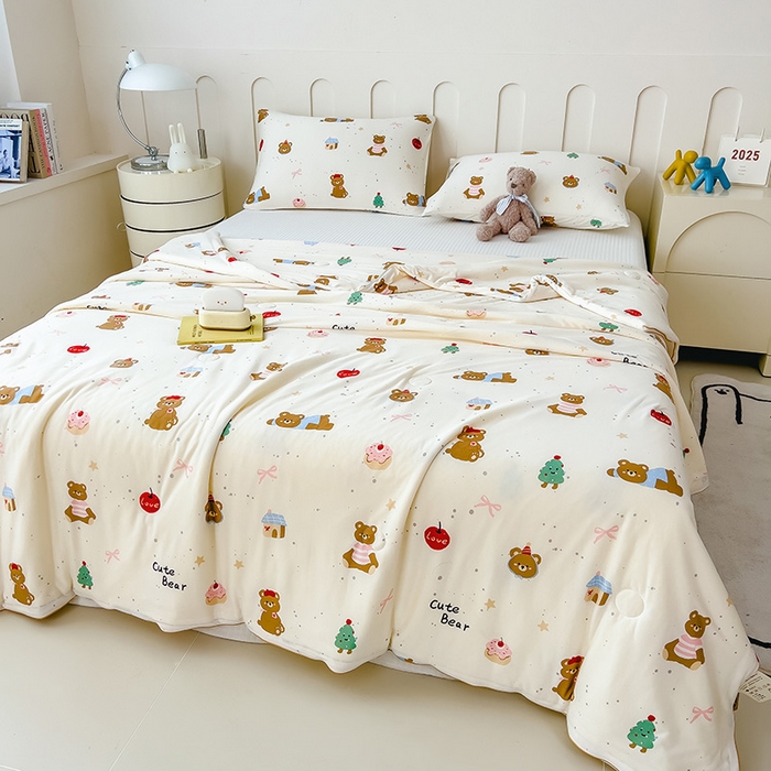 91家纺网 家纺一手货源 找家纺 2025新款A类小清新针织棉夏凉被 欢乐派对