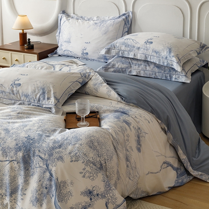 91家纺网 家纺一手货源 找家纺 （总）金奇达2025新款【休闲午后】-轻氧水光莱赛尔四件套（标准号全网控价（折后券后）不低于258）