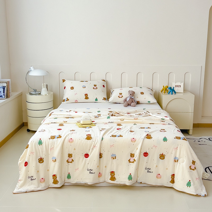 91家纺网 家纺一手货源 找家纺 2025新款A类小清新针织棉夏凉被 欢乐派对