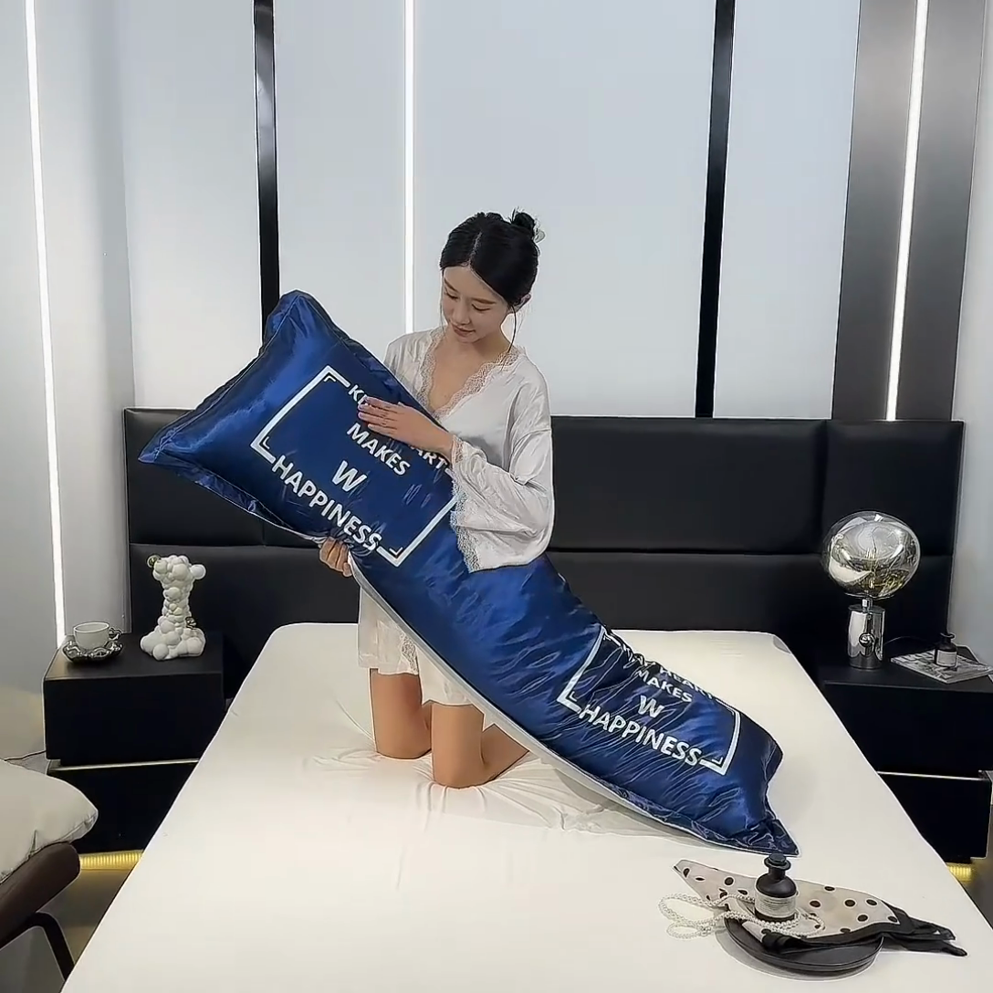 91家纺网 家纺一手货源 找家纺 梦舒羽 2025新款可水洗冰丝双人枕套凉爽情侣枕头套枕芯套 幸福时刻