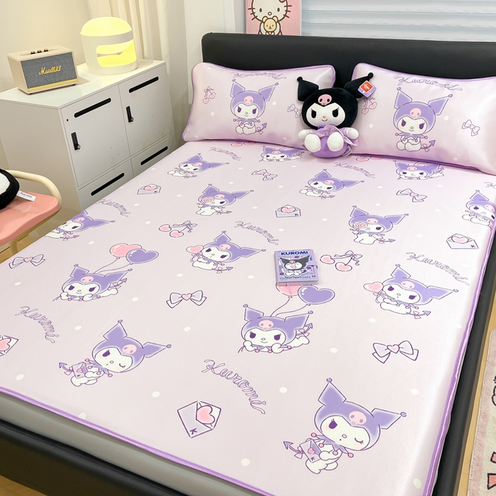 91家纺网 家纺一手货源 找家纺 暮思家居 2025新款三丽鸥正版授权数码印花A类可机洗1200D冰丝凉席三件套床笠款系列 床笠款-气球库洛米