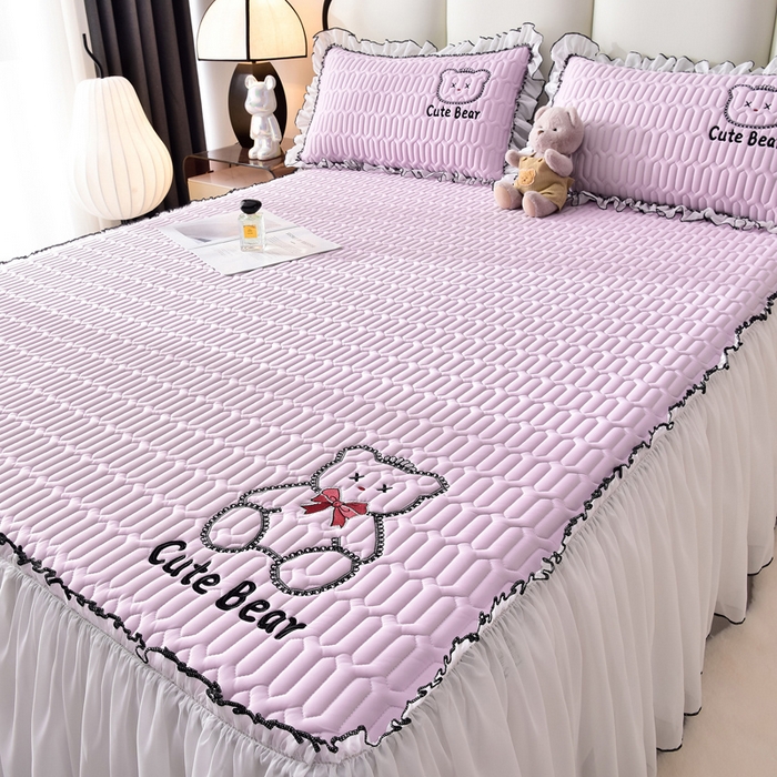 91家纺网 家纺一手货源 找家纺 炫拼家纺 2025新款coco熊床裙款乳胶凉席 coco熊-熏衣紫