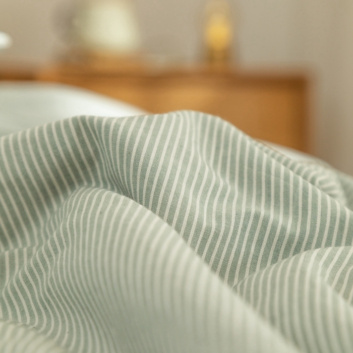 91家纺网 家纺一手货源 找家纺 玖弘家居 2025新款水洗棉单被套 绿密条