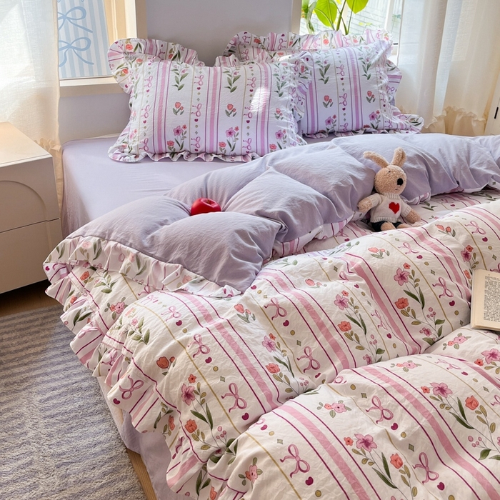 91家纺网 家纺一手货源 找家纺 雨帆家纺2025新款水洗棉印花四件套 繁华似锦