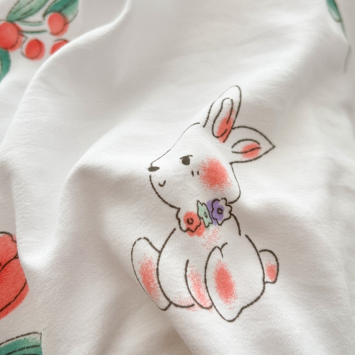 91家纺网 家纺一手货源 找家纺 雨帆家纺2025新款水洗棉印花四件套 兔兔花园