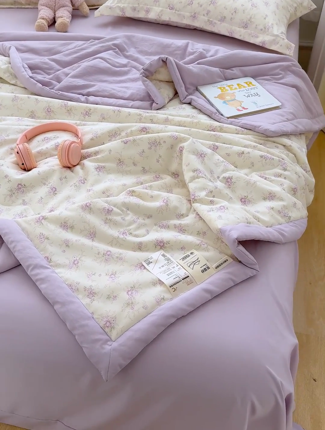 91家纺网 家纺一手货源 找家纺 芯恋家居 2025新款针织棉双层纱夏被夏被四件套 花漫里