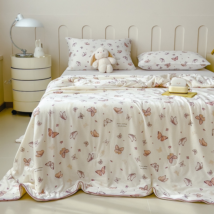 91家纺网 家纺一手货源 找家纺 2025新款A类小清新针织棉夏凉被 小芙贝拉