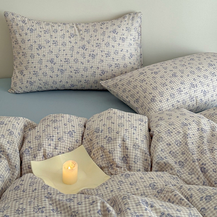 91家纺网 家纺一手货源 找家纺 塞纳 2026新款.全棉有氧双层纱四件套-场景二-倩影-兰