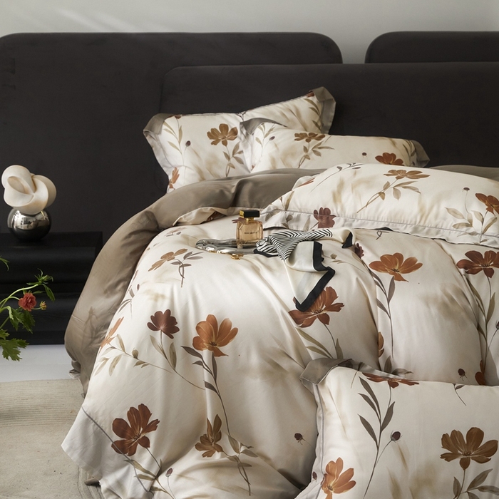 91家纺网 家纺一手货源 找家纺 金奇达2025新款【盛夏流年】-茧养莱赛尔四件套（标准号全网控价（折后券后）不低于258元） 幽兰寻香