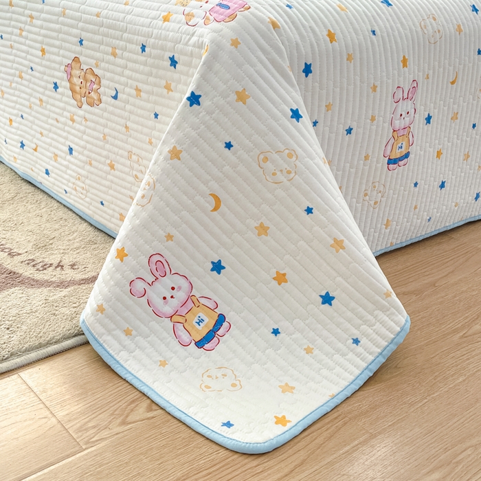 91家纺网 家纺一手货源 找家纺 857家居 2025新款针织双层纱床盖三件套 梦幻星辰