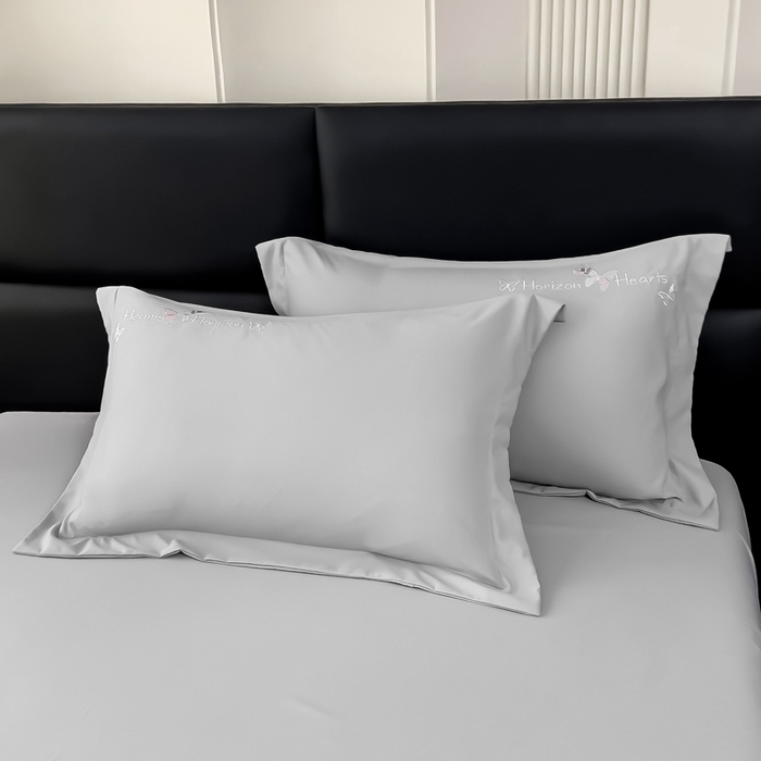 91家纺网 家纺一手货源 找家纺 （总）曲之慕 2025新品四季款高端刺绣四件套简约可水洗轻奢纯色刺绣四件套--梦飞令