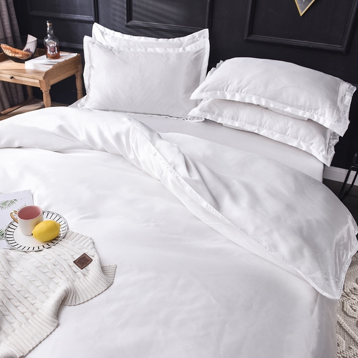 91家纺网 家纺一手货源 找家纺 经年 2025年特价款丝绸水洗冰丝四件套-四件套 直播爆款 纯白