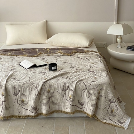 麻依 新款精细纱民宿纱布毯子四层 余和