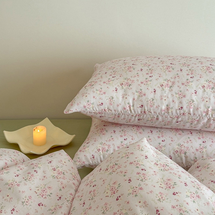 91家纺网 家纺一手货源 找家纺 塞纳 2026新款.全棉有氧双层纱四件套-场景二-拾秋-米粉