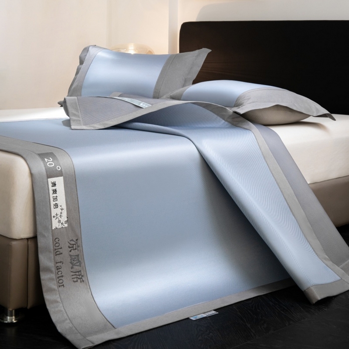 91家纺网 家纺一手货源 找家纺 孩子王家纺2025新款轻柔丝凉席冰丝席-凉感席系列 床席款-冰丝蓝