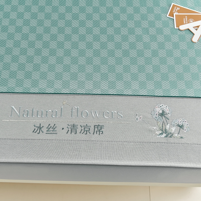91家纺网 家纺一手货源 找家纺 小牛席业 2025新款棋盘格-冰丝清凉席系列（床笠款）凉席藤席冰藤席冰丝席竹席空调席草席乳胶席豆豆席三件套 绿色