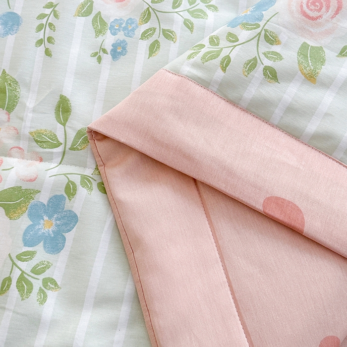 91家纺网 家纺一手货源 找家纺 欧夏家纺 2025新款里外全棉印花夏被100%新疆棉花 花语伊人