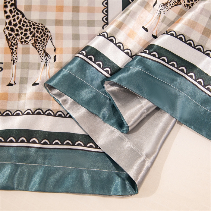 91家纺网 家纺一手货源 找家纺 梦舒羽 2025新款可水洗冰丝卡通枕套宿舍48x74cm单人凉爽枕头套 长颈鹿